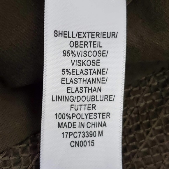 Adrianna Papell Army Green 3/4 Sleeve Shark Bite V-Neck Embroidered Tunic L - Picture 7 of 7